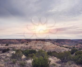 View at Palo Duro Canyon State Park in Texas with scenic road
