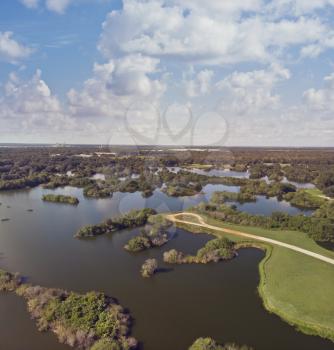 Aerial view of Florida wetlands, drone picture.
