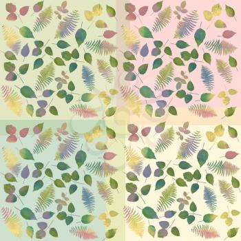 Colorful watercolor leaves arrangement for background