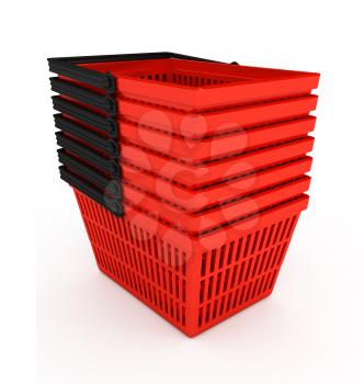 Royalty Free Clipart Image of a Stack of Shopping Baskets
