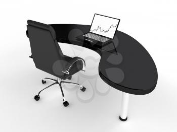 Royalty Free Clipart Image of a Desk With a Laptop