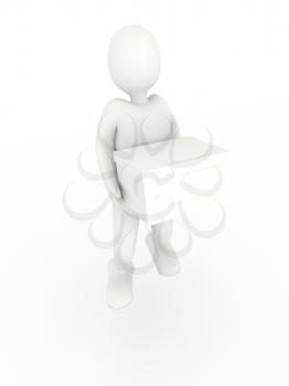 Royalty Free Clipart Image of a Person Carrying a Box