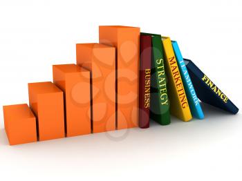 Royalty Free Clipart Image of Business Books and a Bar Graph