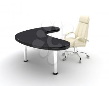 Royalty Free Clipart Image of a Chair and Desk