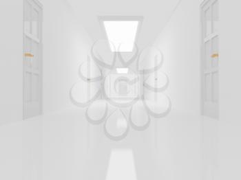 Royalty Free Clipart Image of a White Hallway