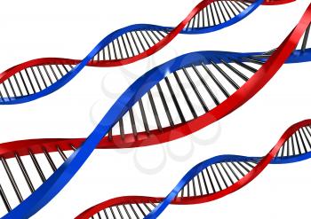 DNA Strands over white background. computer generated image