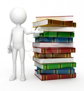 3d person with  books. Computer generated image