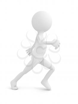Runing man over white. 3d render