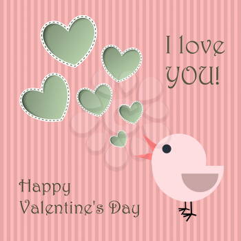 Valentines Day card, fabric print. Vector EPS