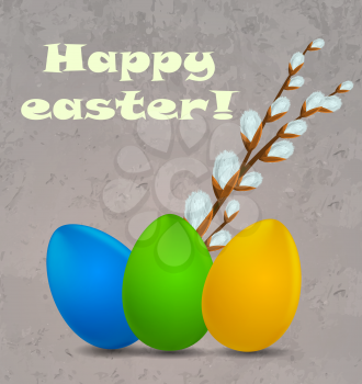 Happy easter background with eggs. Vector illustration