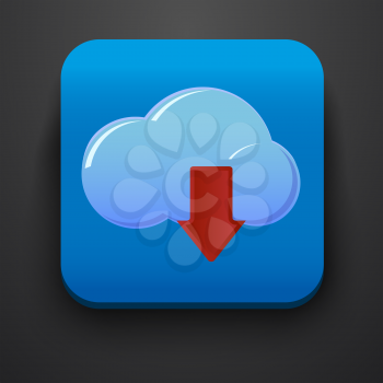 Download symbol icon on blue. Vector illustration