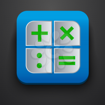 Calculator symbol icon on blue. Vector illustration