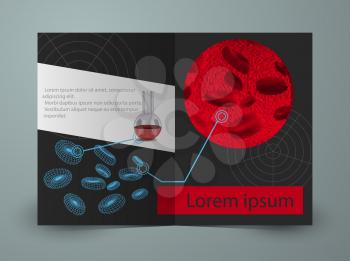 Brochure for blood research laboratory. Vector template