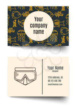 Business card for diving firms. Vector template