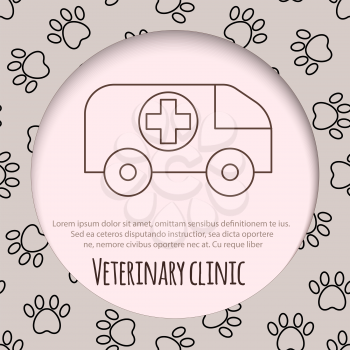 Veterinary bus medicine icons set isolated. vector illustration