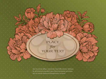 Handdrawn vector poster with place for your text. Unique template for wedding card, save the date or invitation.Organic floral design. Summer card.