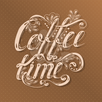 Hand drawn typography lettering phrase coffee time on the vintage background.. Fun calligraphy for typography greeting and invitation card or t-shirt print design