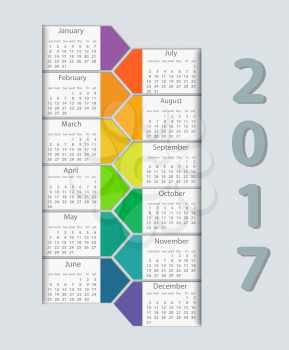 Calendar 2017 year vector design template. EPS10