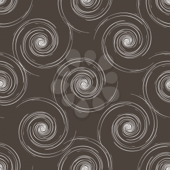 Hand drawn seamless brown and white background.. Vector illustration with flying universes