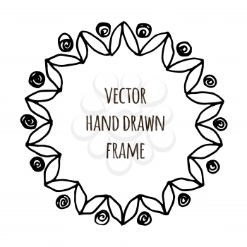 Hand drawn wreath made in vector. Leaves garlands. Romantic floral design elements for flyer and broshure design