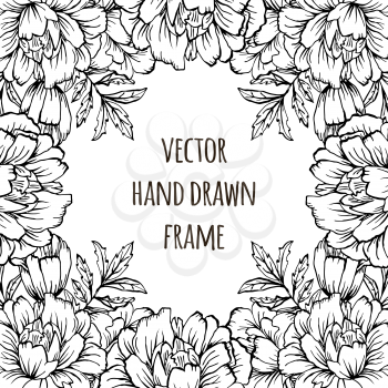 Ornate floral flyer with flowers. Doodle sharpie background. template for card, poster, leaflet. Hand drawn wedding invitation