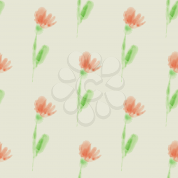 seamless pattern with watercolor flowers for countryside theme. Vector background