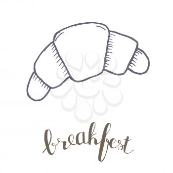 Breakfest hand drawn icon over white background. Doodle illustration