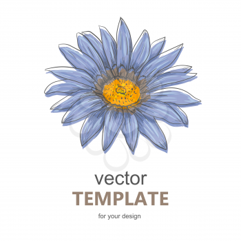 Hand drawn vector pen and ink illustration of Gerbera Daisy flower in Vintage style isolated on white background.