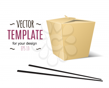 Chinese food box with white background. Vector illustration