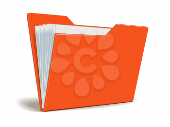 Red Vector folder with documents. Illustration for design