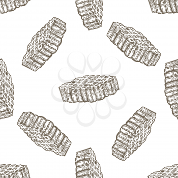 Hand drawnseamless pattern with honey comb over white background. Vector illustration