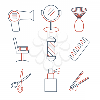 Linear barbershop icons set. Universal hairstyle icon to use in web and mobile UI, basic elements