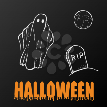 ghosts for Halloween on black background. cute ghosts characters. vector illustration eps 10