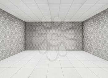 Empty room, floral wallpaper on the wall