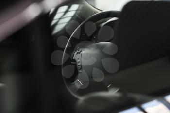 Interior View of the modern business car, close up photo