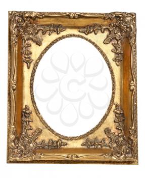 Retro old gold frame, isolated on white