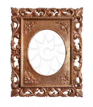 Retro old gold frame, isolated on white