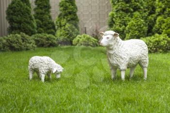 Garden decorative statue. sheep