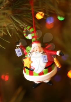 Santa claus christmas decoration on tree