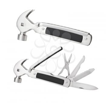 Multitool knife with a hammer isolated on a white background