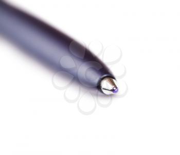 Ballpoint pen on white background, macro 