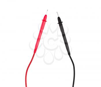 Red and black probes of multimeter isolated on white 