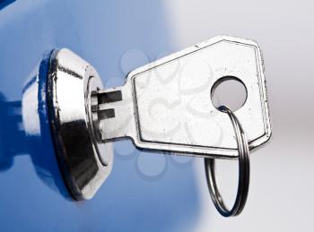 Key in lock, close up photo