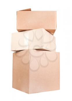 Stack of brown card box isolated on white
