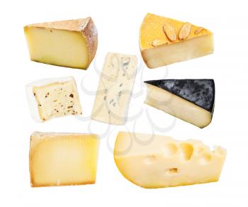 Set of cheese isolated on a white background 