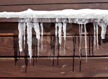 Icicles on Log Cabin