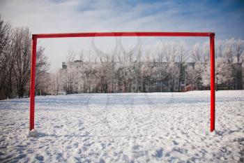 Empty football gate in winter season