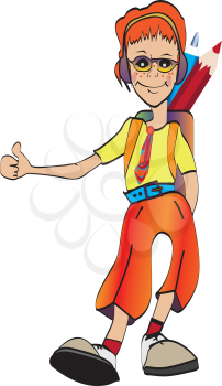 Royalty Free Clipart Image of a Teenager Wearing a Backpack
