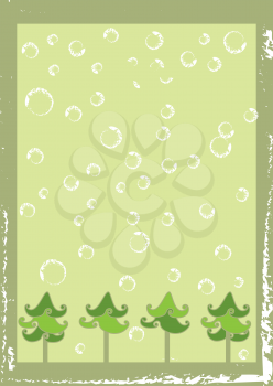 Royalty Free Clipart Image of a Green Background With Trees at the Bottom