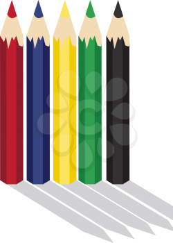 Royalty Free Clipart Image of Five Coloured Pencils